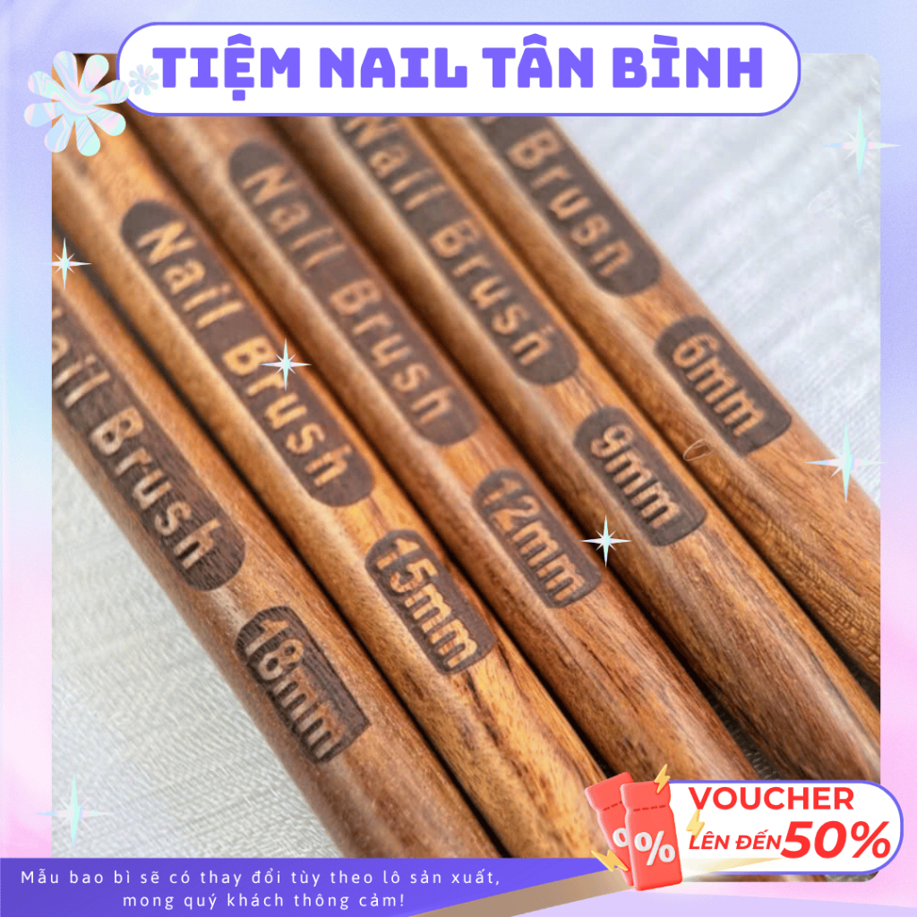 Cọ nét cán gỗ siêu mảnh nail Brush - Cọ vẽ nail chuyên dụng (lẻ chiếc) TÂN BÌNH NAIL