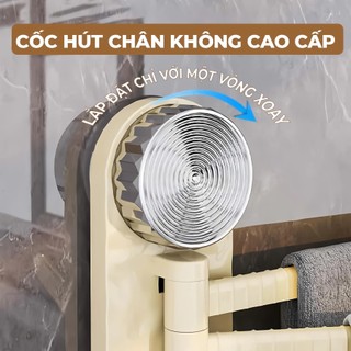Giá Treo Khăn 3 Thanh Gắn Tường Xoay 180 Độ Hút Chân Không, Móc Treo Đồ Đa Năng Dùng Phòng Tắm Phòng Bếp