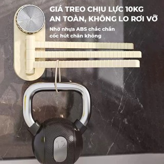 Giá Treo Khăn 3 Thanh Gắn Tường Xoay 180 Độ Hút Chân Không, Móc Treo Đồ Đa Năng Dùng Phòng Tắm Phòng Bếp