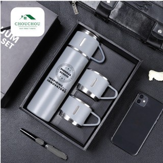 [Miễn Phí Khắc Tên] Bình giữ nhiệt CHOUCHOU 500ml Inox 304 Cao cấp - Kèm 2 cốc và hộp quà