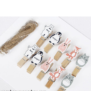 Kẹp gỗ hình kèm dây - Set 10 chiếc
