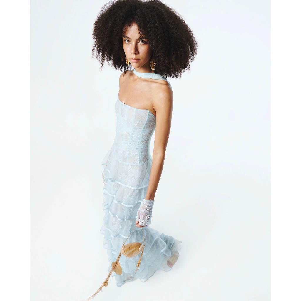 ONONMADE ĐẦM DÀI REN KIM SA CAO CẤP PHỐI LƯỚI SERENE DRESS