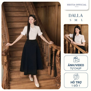 Set Đồ Nữ Áo Sơ Mi Hestia Phối Chân Váy Dài Xoè Hàn Quốc Đầm Công Sở Thanh Lịch (Không Kèm Belt) - Dalla Vere