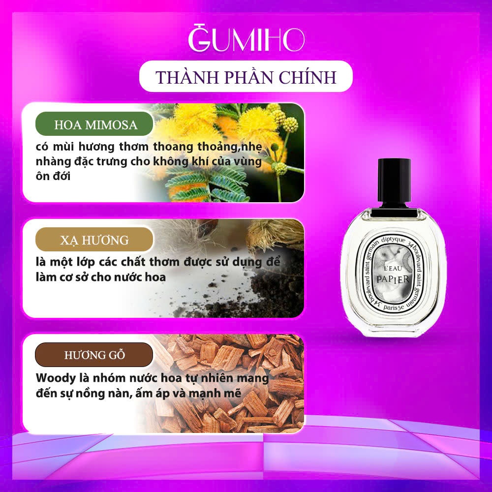 Nước Hoa Unisex Nam Nữ Diptyque L’Eau Papier – Hương Thơm Tinh Khôi Như Trang Giấy Trắng - GumihoPerfume | BigBuy360 - bigbuy360.vn