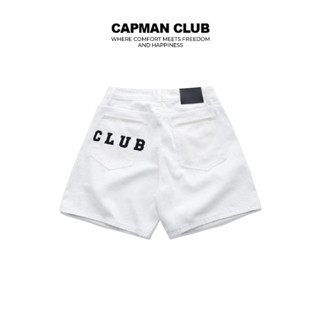 Quần short jean nam EVOL phom rộng màu trắng CAPMAN CLUB, cao trên gối trẻ trung, thoải mái