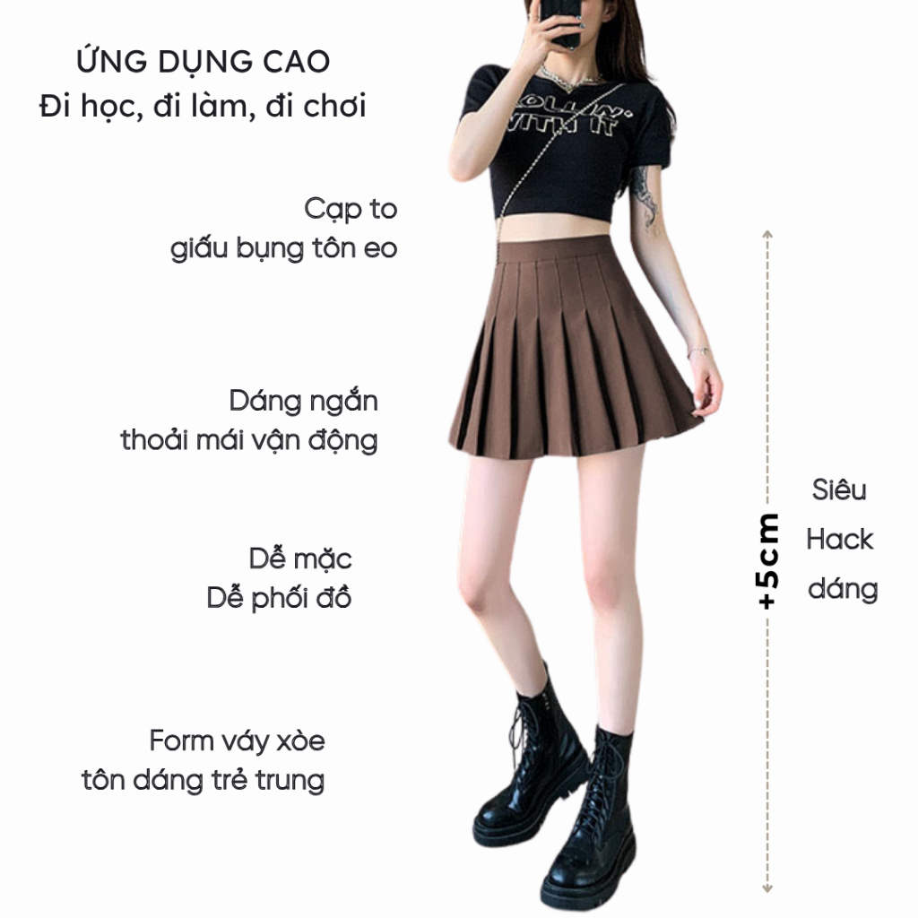 Chân váy tennis xếp ly ngắn Mely Fashion chữ A có túi cạp cao tôn dáng Umi cao cấp co giãn bigsize đen trắng CV73-01 | BigBuy360 - bigbuy360.vn