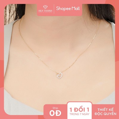 Dây Chuyền Vàng Tây 10k DCPTB322 Họa Tiết Hình Trái Tim Cách Điệu - Huy Thanh Jewelry