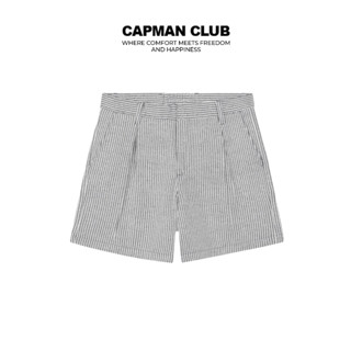 Quần short nam RISS phom rộng kẻ sọc trắng đen CAPMAN CLUB, quần đùi nam cao trên gối trẻ trung