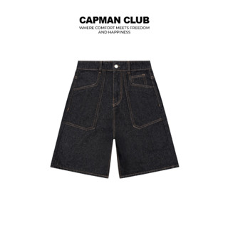 Quần short jean nam Lửng RALGAN phom rộng CAPMAN CLUB, quần lửng màu đen tiêu trẻ trung thoải mái