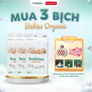   3 BỊCH   Tã Bỉm Babies Organic Mỏng Thoáng Siêu Thấm Hút Đầy Đủ Size NB S M L XL 2XL 3XL - Thương Hiệu Việt 