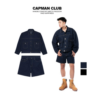 SET BỘ quần Short và áo Khoác jean nam DOL phom rộng CAPMAN CLUB, thích hợp mặc đi chơi