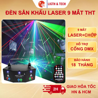  Đèn chiếu LASER 9 Mắt THT vũ trường cảm biến âm thanh - Đèn LED LASER sân khấu hàng nhập cao cấp 