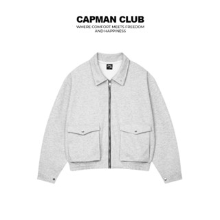 Áo khoác nam boxy dáng ngắn VARM màu xám CAPMAN CLUB, mặc mùa hè trẻ trung thoải mái