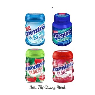  Lọ Kẹo Cao Su Sing Gum Mentos Pure Fresh Không Đường Hoa Quả - Bạc Hà 61g 