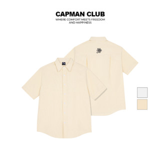Áo sơ mi nam sọc Oxford VERTICAL ngắn tay CAPMAN CLUB, phom rộng trẻ trung thoải mái