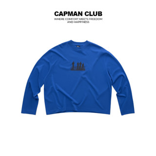[T10 SALE 50%] Áo thun nam tay Dài phom Boxy FIORA màu xanh coban CAPMAN CLUB, trẻ trung thoải mái
