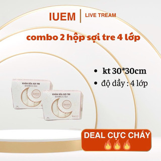  iuem SALE COMBO 2 HỘP KHĂN SỮA SỢI TRE LỤA 4 LƠP  tổng 10c 4 lớp  