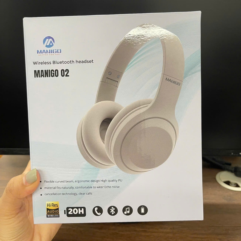 Headphone tai nghe bluetooth chụp tai không dây MANIGO O2 có mic hàng chính hãng BH 1 năm | BigBuy360 - bigbuy360.vn