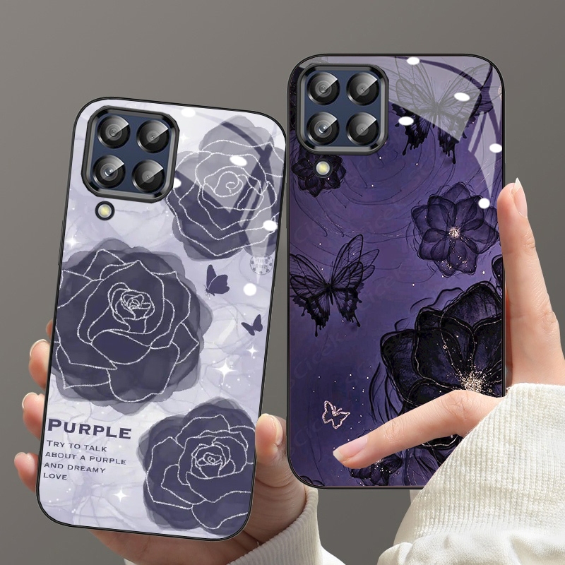 Ốp Lưng SAMSUNG M33, M53 Mặt lưng cường Lực Họa Tiết