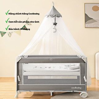 Nôi Gấp Gọn Coolbaby Đa Năng, Nôi Ghép Giường Có Bánh Xe Di Động Chất Liệu An Toàn Với Bé