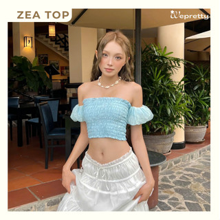  ZeaTop AH03 Wepretty Áo Nhún Trễ Vai co Giản Thoải Mái Tôn Dáng Chất Vải Thoáng Mát Mặc Đi Biển 