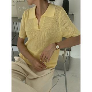 Faye Top - Áo Lưới Dệt Kim Trơn 3 Màu Shu Shi ( ảnh chính chủ )