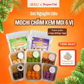 [ABBY - TẶNG HỘP, DĨA] Set nguyên liệu mochi chấm kem sữa mix 3 vị, 6 vị -Thành phẩm 3 hộp, 200g/ hộp -Mềm dẻo, béo ngậy