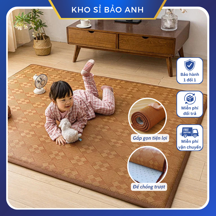 [HỎA TỐC-HCM] Nệm Chiếu Mây Điều Hòa dạng thảm xuất Nhật, chống trượt, êm mềm, mát mẻ, gọn nhẹ đủ kích thước