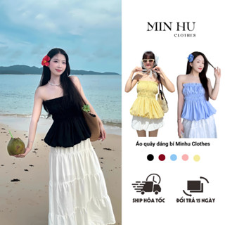 Áo Quây Dáng Bí MINHU CLOTHES Áo Bí Cúp Ngực Chất Gió Sần Dáng Bồng Sang Chảnh (có sẵn)