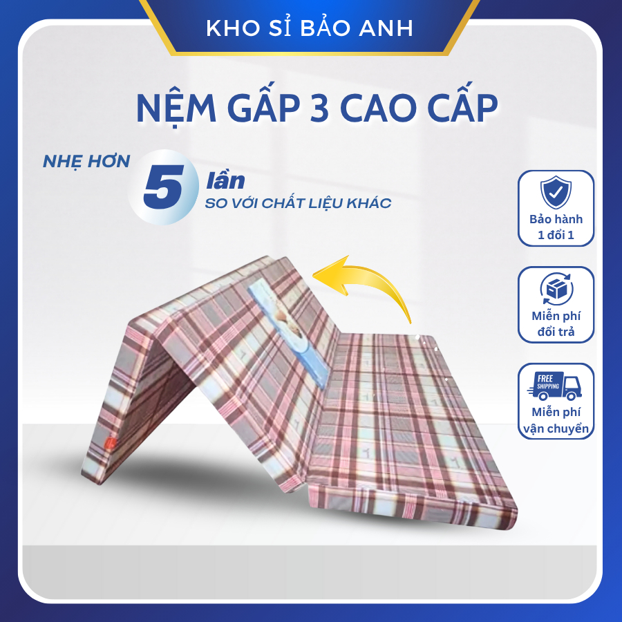 Nệm gấp 3 chất liệu PE gọn nhẹ dễ sử dụng đủ kích thước