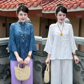   Ảnh Thật  Bộ Pháp Phục Phúc Lộc Cổ Tàu Vải Gấm Lụa Tằm Cao Cấp 