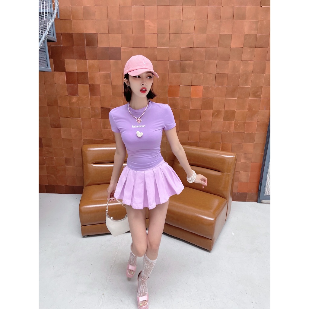 LAKING A938 ÁO THUN TAY NGẮN TÍM MAGIC WHITE HEART