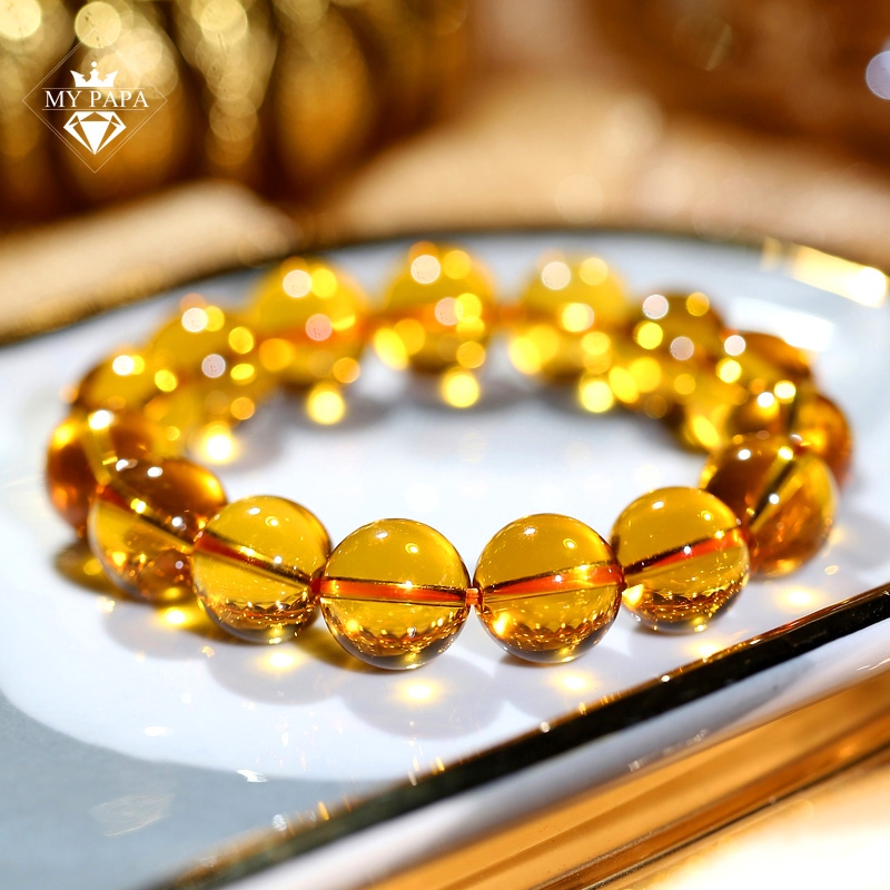 Vòng Tay Thạch Anh Vàng Brazil Hạt Lớn MYPAPA – MV350