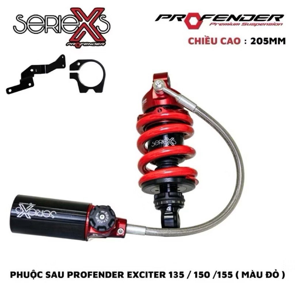 Phuộc Profender Ex135 Ex150 Ex155 Ex2010 - cao 205mm- có bình dầu.