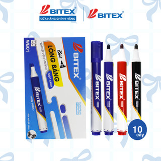  Hộp 10 cây bút lông viết bảng Bitex WB01 mực xanh  đỏ  đen 