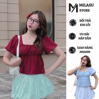 Áo Babydoll Cổ Vuông Thắt Nơ Sau Lưng Điệu Đà MILASU 425