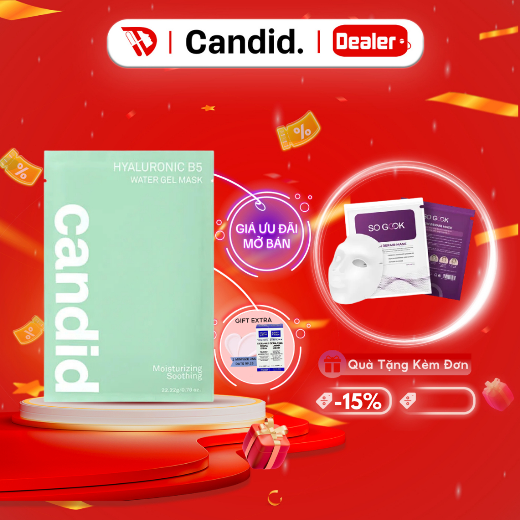 Mặt Nạ B5 Candid Giúp Cấp Ẩm Và Phục Hồi Da Candid Hyaluronic B5 Water Gel Mask