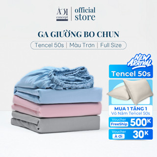 Ga Giường lụa Tencel 50s AOICONCEPT màu trơn đủ size bo chun Cao Cấp không xù lông trơn mượt thoáng mát Home Bedding
