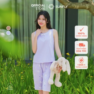 Đồ bộ mặc nhà nữ cotton USA SUNFLY  áo sát nách quần trên gối ST9298