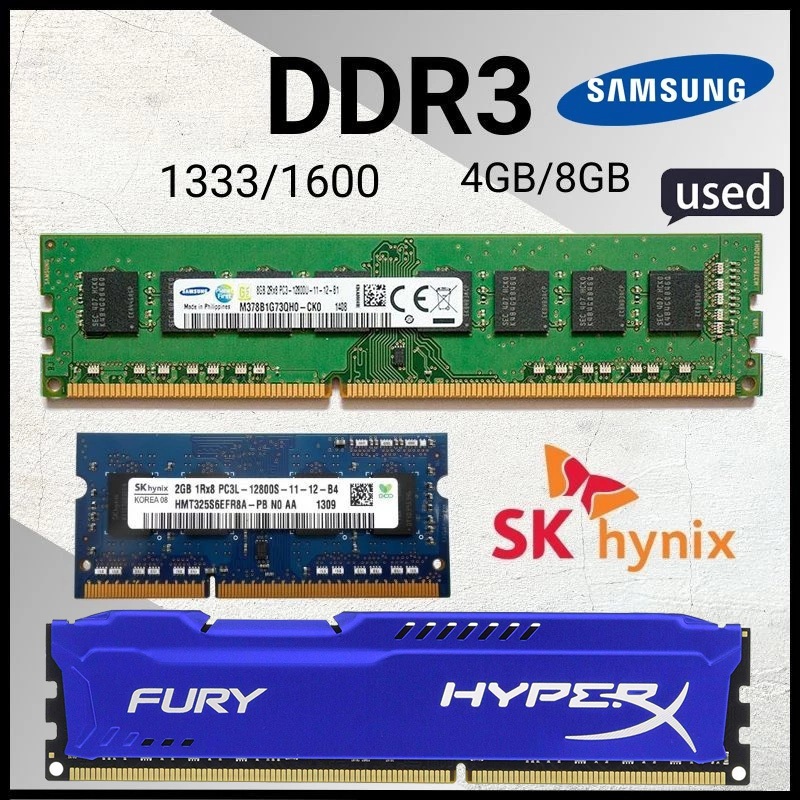 Ram Máy tính PC, Laptop Samsung, SKhynix 8GB | 4GB DDR3 1600MHz Chính Hãng tháo máy