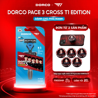Dao Cạo Râu Hàn Quốc 3 Lưỡi DORCO PACE 3 CROSS T1 Edition - (PRM)TRC1004(3+1)-B T1 - Hộp 1 Cán và 4 Đầu Cạo