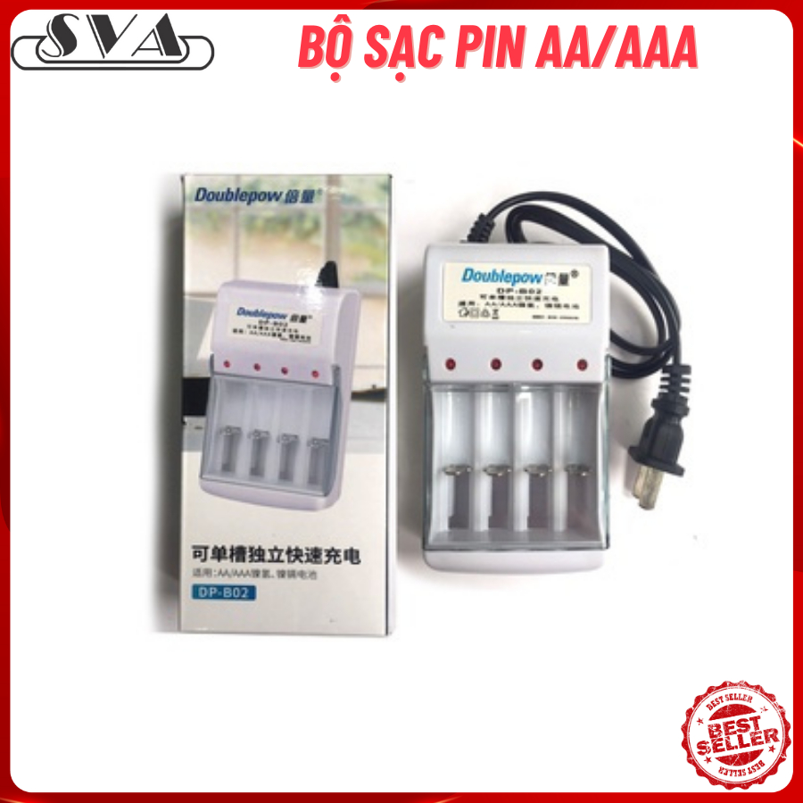 BỘ SẠC PIN AA/ AAA 4 VIÊN DOUBLEPOW