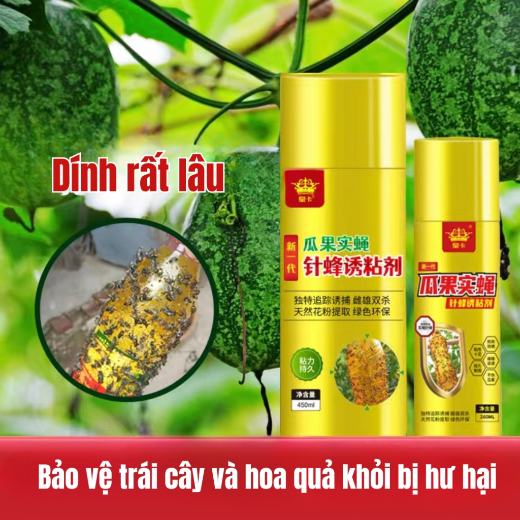 Chai Keo Xịt Bẫy Ruồi Vàng Bám Dính Côn Trùng Mạnh, Thu Hút Hiệu Quả, Dùng Cho Vườn Cây & Trang Trại 260ml - 450ml
