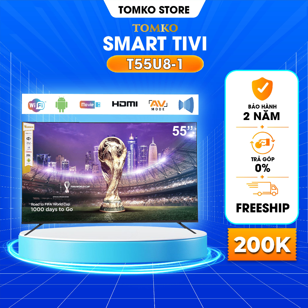 Smart Tivi 55 inch màn hình kích thước 55 inch UHD Tomko T55U8-1