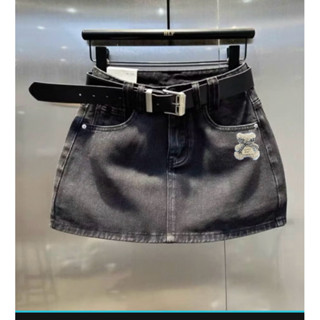 CHÂN VÁY CHỮ A ĐÍNH GẤU BÔNG XINH ( CÓ LÓT TRONG)💕💕💕, Chân Váy Jean Ngắn Vải Cotton Mềm Mát Dày Dặn Túi