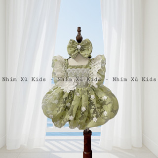 (3-12kg) Body Váy Xanh Tùng Bí NHÍM XÙ KIDS Cho Bé Gái Sơ Sinh, Đầy Tháng, Thôi Nôi B122