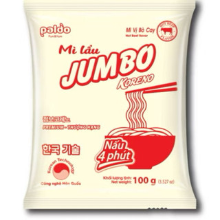  Mì Lẩu JUMBO KORENO Vị Bò Cay Hàn Quốc Sợi To Dai 100g   Siêu Ngon     1 Gói trắng   