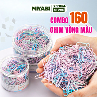  Hộp 160 ghim vòng kẹp giấy kẹp tài liệu văn phòng phẩm giữ văn bản học sinh văn phòng nhiều màu pastel đa năng tiện lợi 