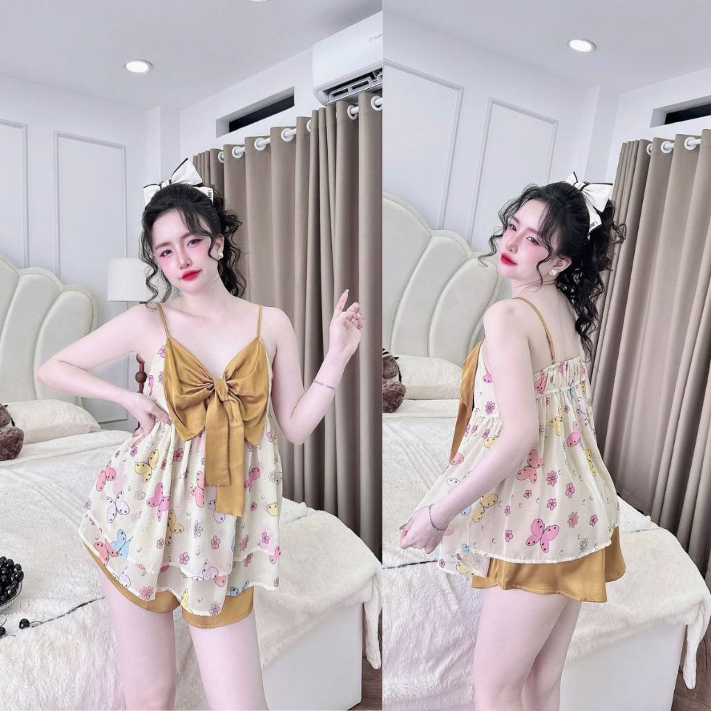 Đồ Ngủ Nữ Bigsize Miky 2, Đồ Ngủ Sexy Lụa Chiffon Phối Latin Cao Cấp Mềm Mại Xinh Xắn <70KG | BigBuy360 - bigbuy360.vn