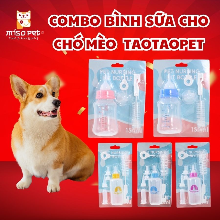 [COMBO] Bình Ti Bình Sữa Chó Mèo Sơ Sinh Pet Taotao Pet 60ml – 150ml